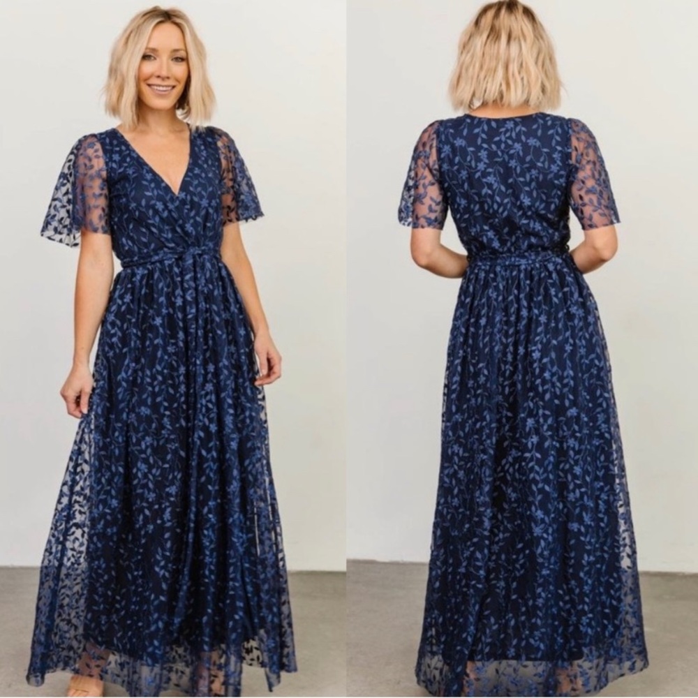 Marseille Embossed Maxi Dress - NAVY